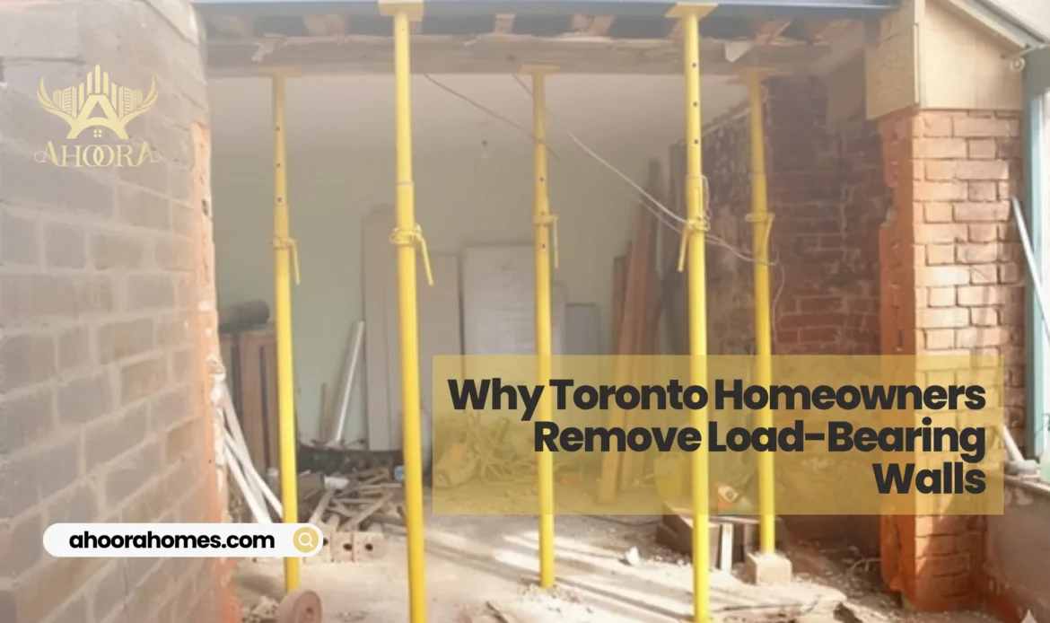 contractors removing a load-bearing wall during a Toronto home renovation
