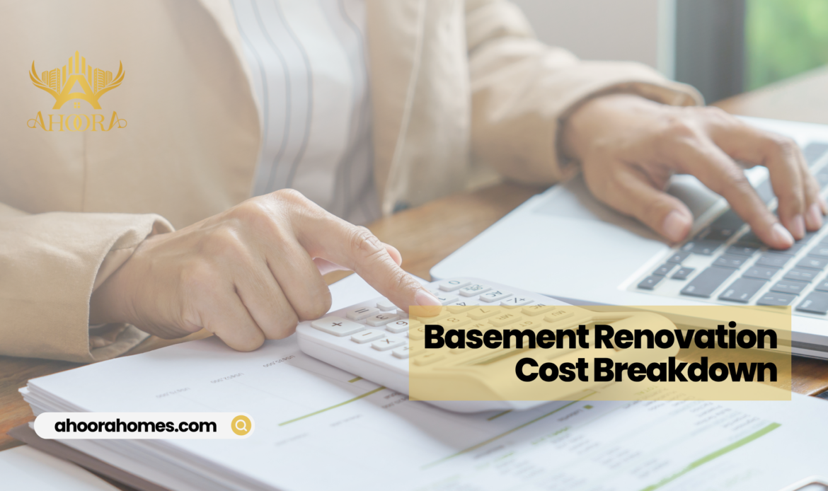 visual breakdown of basement renovation costs including framing flooring and finishing