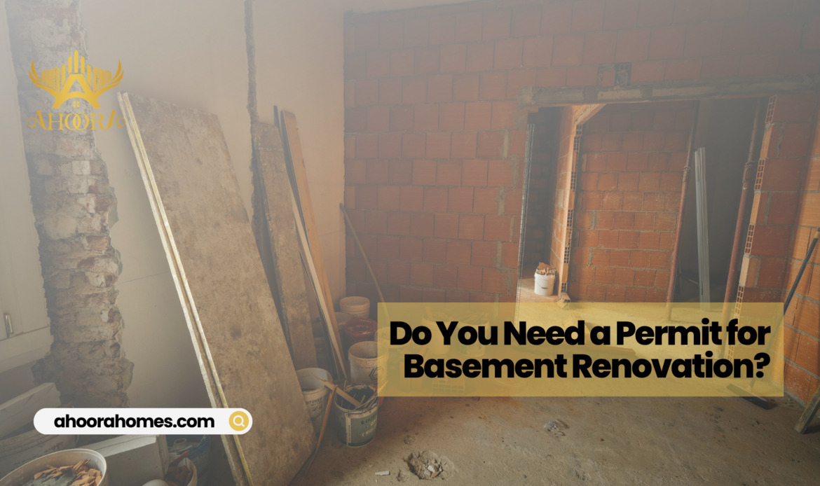 contractor reviewing basement renovation permit requirements in a Canadian home