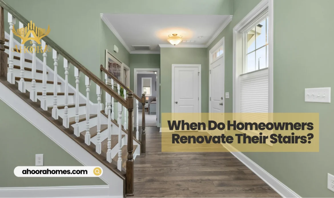 staircase remodeling project in a Toronto home with updated wood stairs and railing