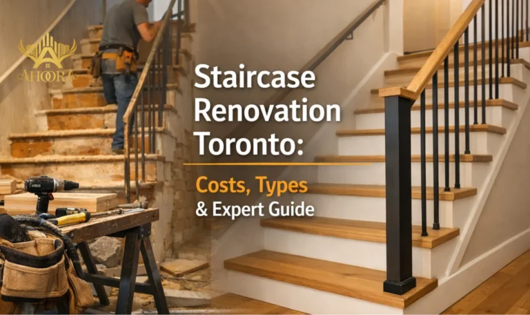 modern wooden staircase renovation in a Toronto home interior