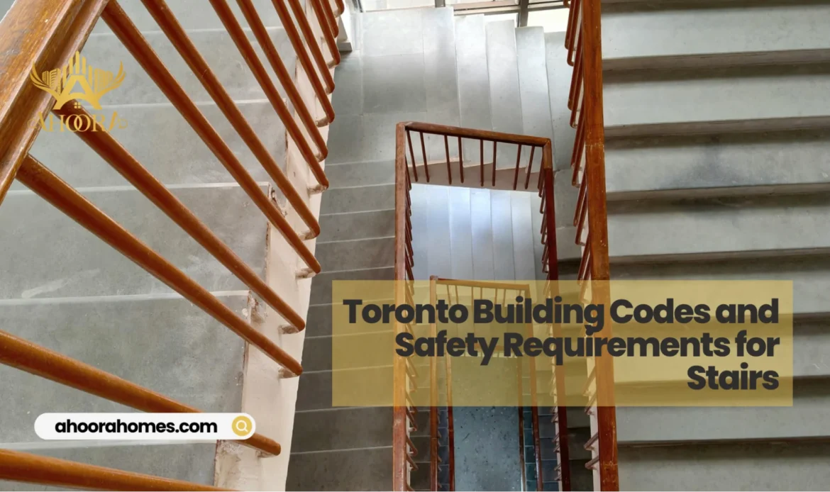 contractor measuring staircase dimensions to meet Toronto building code requirements