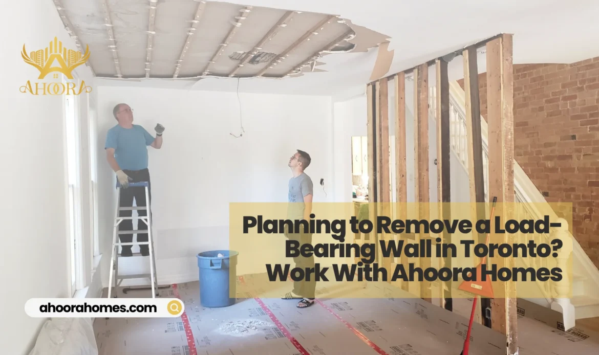 steel beam installation for load bearing wall removal in a Toronto home renovation