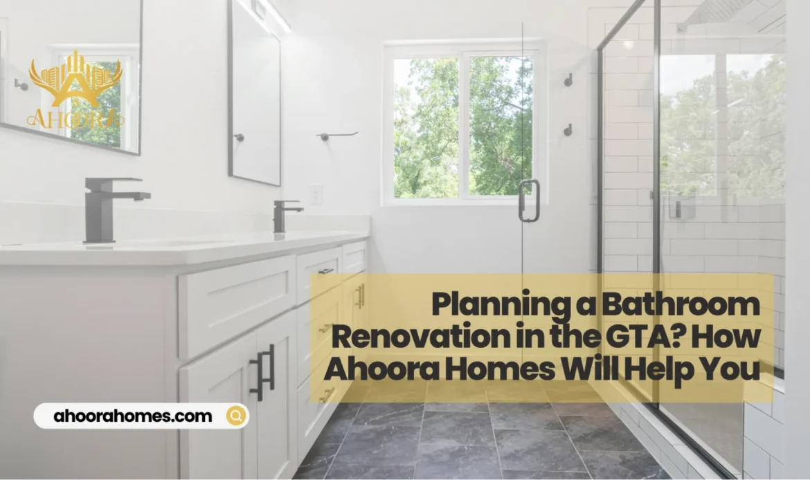 modern master bathroom renovation in a Toronto home with walk-in shower and vanity