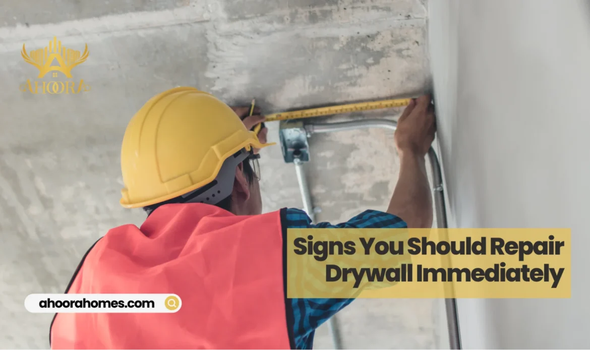 Warning signs that indicate immediate drywall repair may be needed after water damage in a home