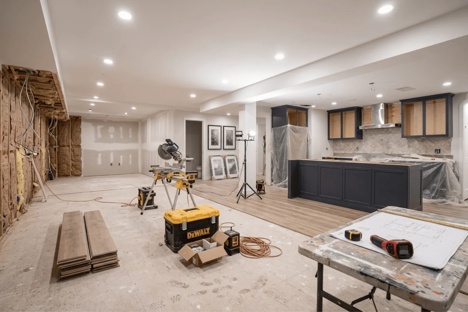 basement renovation before