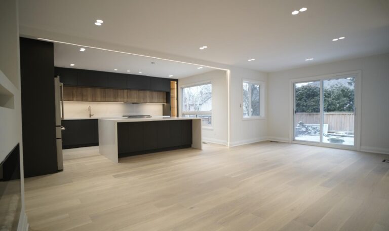 Open-concept kitchen and living room renovation in Thornhill by Ahoora Homes